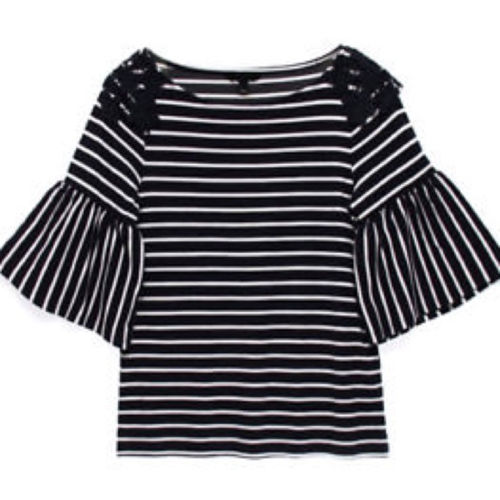 Bell sleeve striped top